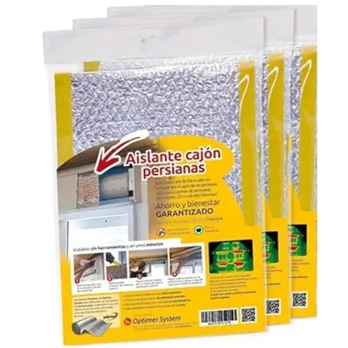 Aislante Persianas Cajón Autoadhesivo Aluminio 1.20x0.25m Pack 3 | Evita la entrada de frío o calor por el cajón de las persianas. Se instala sin herramientas. 100% aluminio.