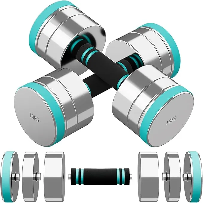 Dripex Mancuernas Ajustables de Acero de 2,5 kg 5 kg 7,5 kg 10 kg 15 kg 25 kg Pesas y Mancuernas con Mango de Espuma para Levantamiento de Pesas Fitness en casa y Gimnasio