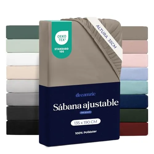 Dreamzie - Sábana Bajera 135x190cm Ajustable - 100% Microfibra - Suave