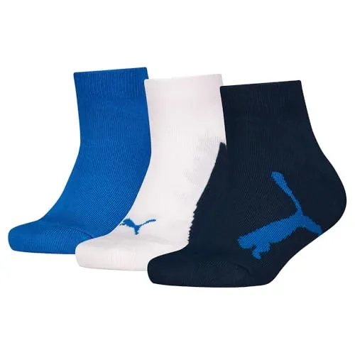 PUMA Kids Bwt Quarter Calcetín, azul marino/blanco/azul fuerte, 35-38 Unisex niños