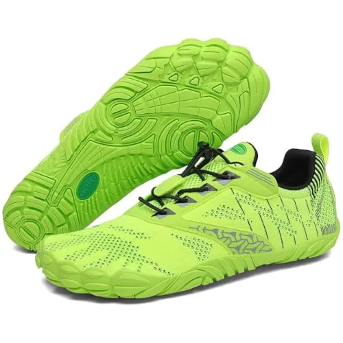 SAGUARO Zapatillas Barefoot Hombre Mujer Zapatillas Minimalistas para Deportes Acuaticos - Ligeras Antideslizante Respirable con Caja Suela Zero Drop, Verde Chartreuse, 48 EU