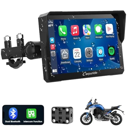 Carpuride W702 Pro Motocicleta Pantalla Carplay Intercomunicador Función