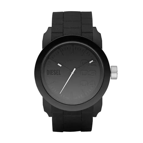 Diesel Reloj Double Down para hombre, movimiento de cuarzo con correa de silicona, Grafito, 44 mm