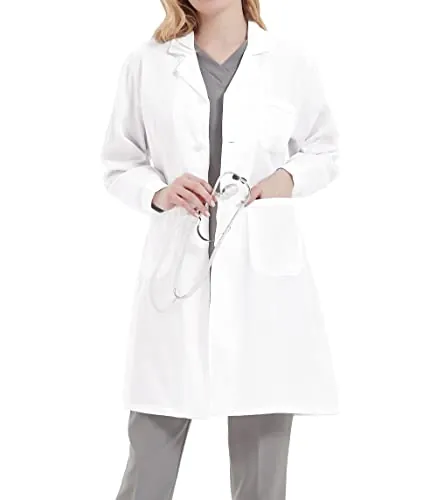 Dorimifa Mujer Bata de Laboratorio Bata Blanca Estudiantes Escuela Cosplay Uniforme Delgado L