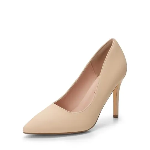DREAM PAIRS Zapatos Tacón Alto Cerrado,Desnudo/Nubuck,40