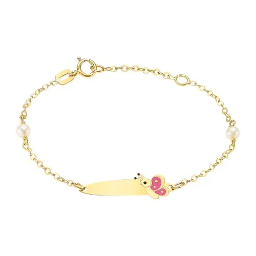 Time RoaD Esclava Oro Bebé de 9K FG00076/14 Mariposa - Pulsera Bebé Oro - Ideal para Regalo de Bautizo, Cumpleaños