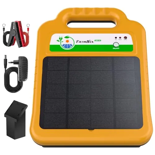 16KM Solar Pastor Electrico, 8KV / 0,2 J, 10400mAh y Panel Solar de 4.3W | Impermeable Y Baja Impedancia, Para Ganado, Caballos, Ovejas, Cerdos, Aves Y Jardines