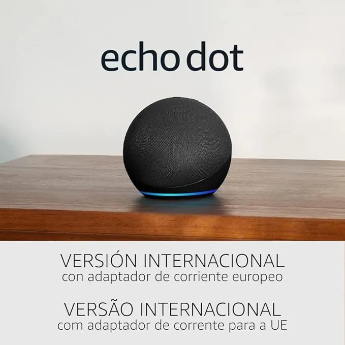 Echo Dot (5.ª generación, modelo de 2022) | versión internacional | Altavoz inteligente con Alexa | Antracita | No disponible en portugués (Portugal)