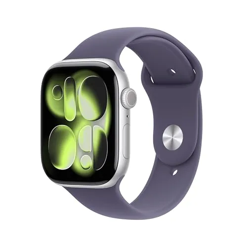 Apple Watch Series 11 GPS+Celluar con Caja de Aluminio en Plata de 46 mm y Correa Deportiva Color Niebla Lila-Talla M/L.Calidad del Sueño,monitores de entreno y Salud,Pantalla Siempre Activa