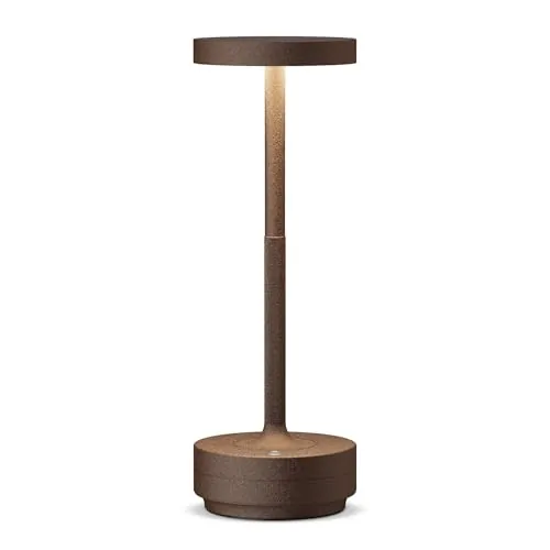 SLSMD Lámpara de mesa inalámbrica LED recargable regulable 5000 mAh 3 modos de luz Uso interior/exterior batería larga duración portátil USB-C lámpara de mesa (Rugine)