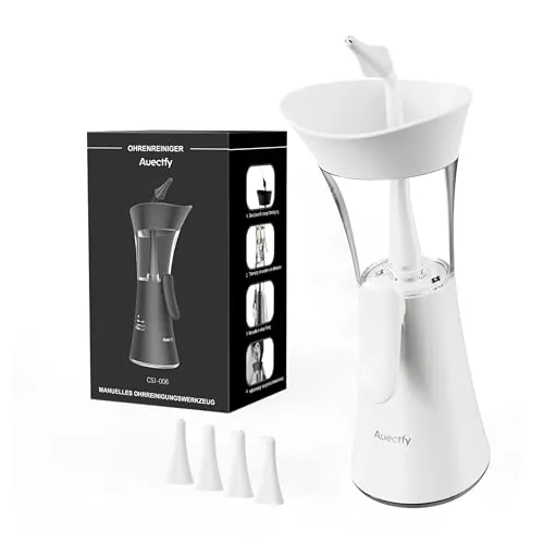 Set de removedor de cerumen - Limpiador manual de oídos, dispositivo de lavado de oídos con tanque de aguas residuales integrado, limpiador de oídos para adultos con boquilla de silicona suave