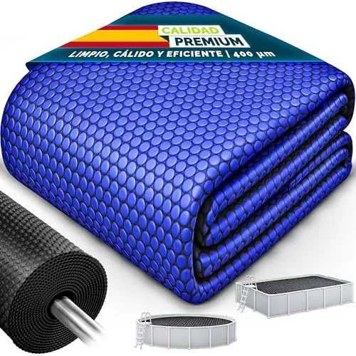 tillvex® Lona Solar para Piscina de 400 µm, Rectangular, 732 x 366 cm, lámina Solar térmica, se Puede Cortar, Cubierta Solar, Cubierta Solar para Piscina para Calentar el Agua