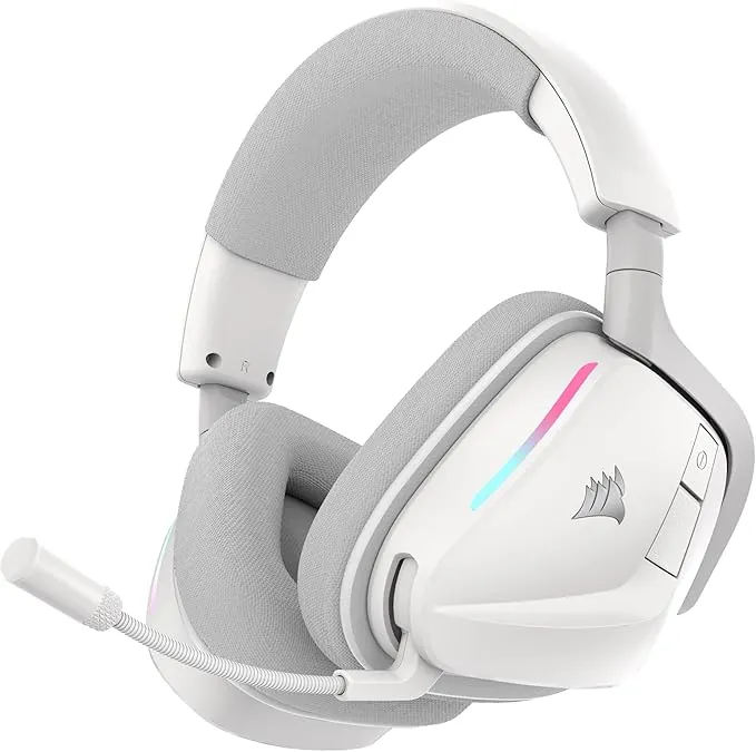 Corsair Void v2 Auriculares Inalámbricos para Juegos con Bluetooth para PC, PS5, PS4, Switch y Móvil – Dolby Atmos, Batería de 70 Horas, Inalámbrica de Doble Banda, Carga Rápida – Blanco