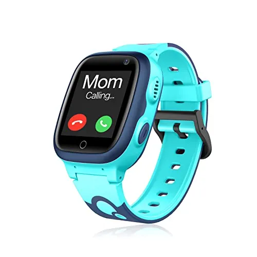 Rastreador lbs de reloj inteligente para niños, reloj inteligente para Niños SOS juego matemático llama a la Cámara pantalla táctil juego de pantalla táctil alarma para niños y niñas (Azul Oscuro)