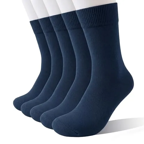 Wamicu Calcetines Hombre Algodón 5 Pares Finos Vestir Suaves | Casual, Transpirables y Duraderos, Cómodos, Uso Multiestación, Talla 39-42, Azul