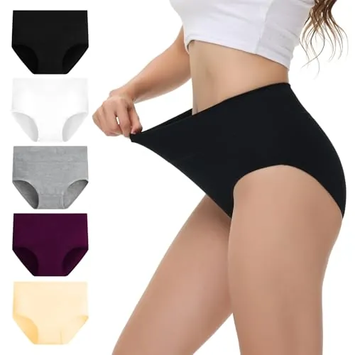 NUOZA Bragas Mujer Algodon Talle Alto Bragas Postparto Braguitas Culotte Mujer Ropa Interior Faja Reductora Underwear Cómodas y Suaves Negro Blanco Gris Beige Púrpura 2XL