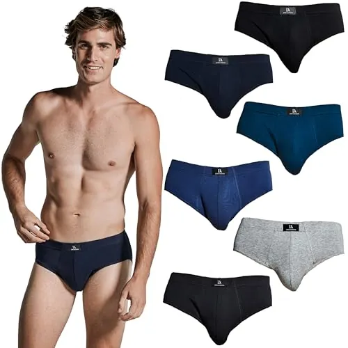 DON ALGODON | Pack 6 Slips Hombre Suaves, Transpirables y Resistentes (FR/ES, Letras, XXL, Regular, Regular, Negro/Marino/Gris Oscuro/Gris Claro/Antracita/Verdoso)