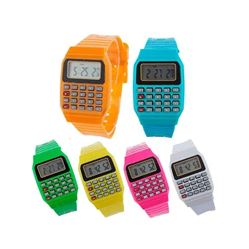 Lote de 10 Relojes Calculadoras - Relojes Infantiles para Niños. Regalos de Cumpleaños, Comuniones Baratos y Divertidos!