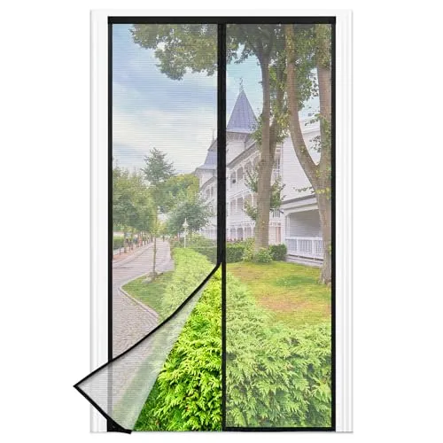Mosquitera Puerta Magnetica - 90 x 230 CM - Negro, Mosquiteras para Puertas, Cierre Magnético de Arriba a Abajo, Automáticamente,Mantiene el Aire Fresco