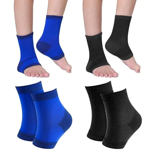 2 calcetines de talón, vendaje de tobillo, calcetines de compresión, tobillera para niños, flexible, suave y transpirable, para niños y niñas