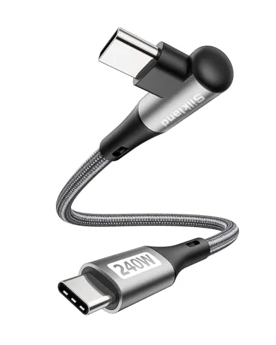 Silkland Cable USB C a USB C Corto 30CM [240W 48V/5A], PD3.1&QC4.0+ Cable USBC Carga Rapida 90 Grados para Android Auto, iPhone 17 16 15, Samsung S25 Ultra S24, MacBook Pro/Air, iPad Pro/Mini, Pixel