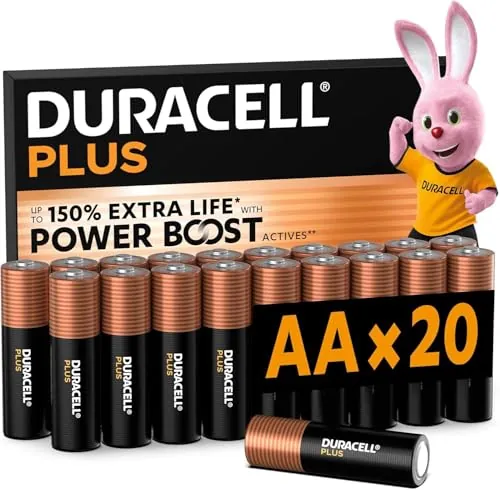DURACELL Plus AA Pilas Alcalinas (Paquete de 20) 1.5V, LR06