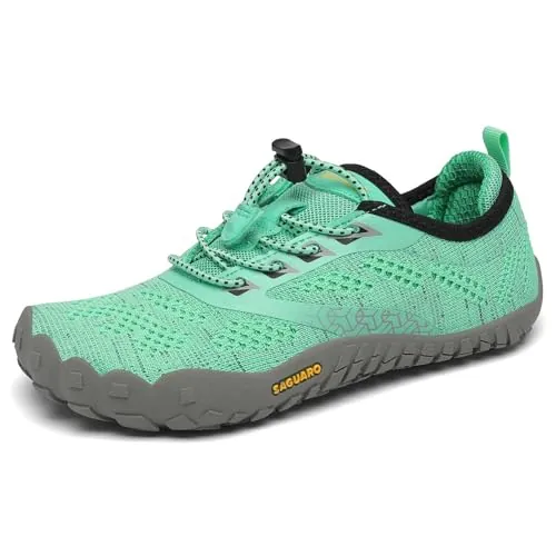 SAGUARO Barefoot Zapatillas de Trail Running Niños Niñas Minimalistas Zapatos de Deporte Antideslizantes Calzado Descalzos para Fitness Correr Montaña Senderismo Agua, Verde, 32 EU