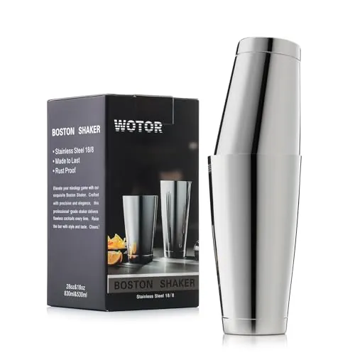 WOTOR Boston - Juego de coctelera con peso de acero inoxidable, 530 ml y 830 ml, mezclador de bebidas de metal para camareros, herramientas profesionales de bar