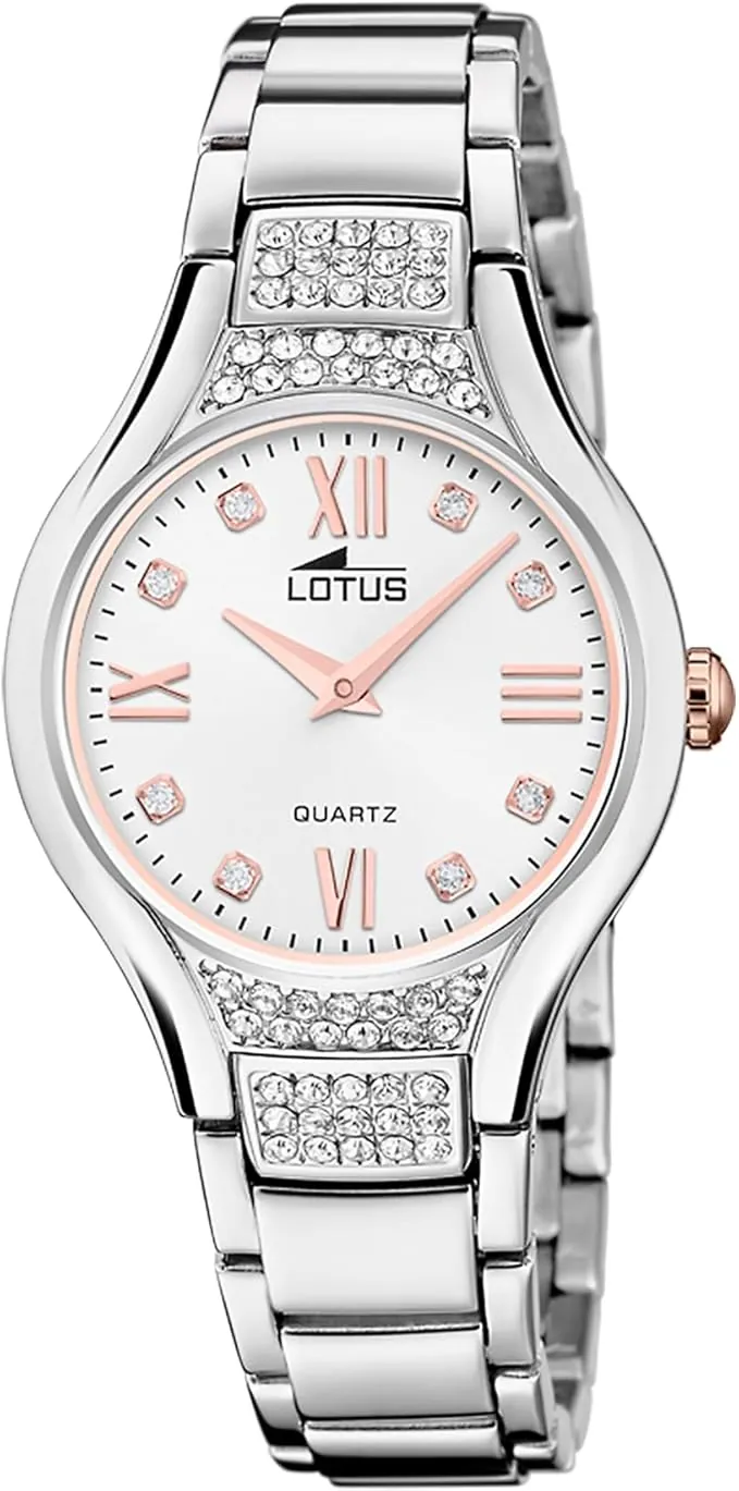 LOTUS Reloj Mujer Analógico de Acero Inoxidable 316l Plateado - Movimiento de Cuarzo - Cristal Mineral de Alta Resistencia - Resistente al Agua 5 ATM - Special Prices 18910/1