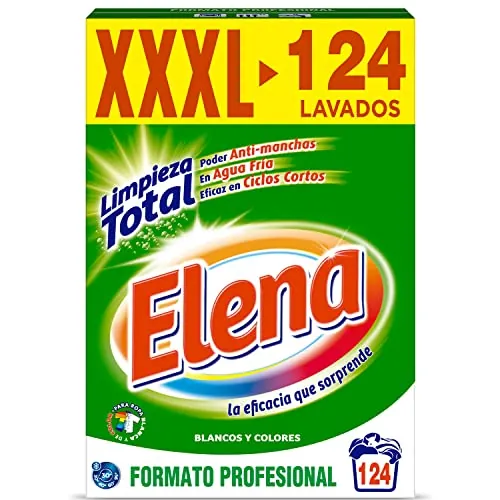 Elena Detergente para lavadora, adecuado para ropa blanca y de color, formato polvo - 124 dosis