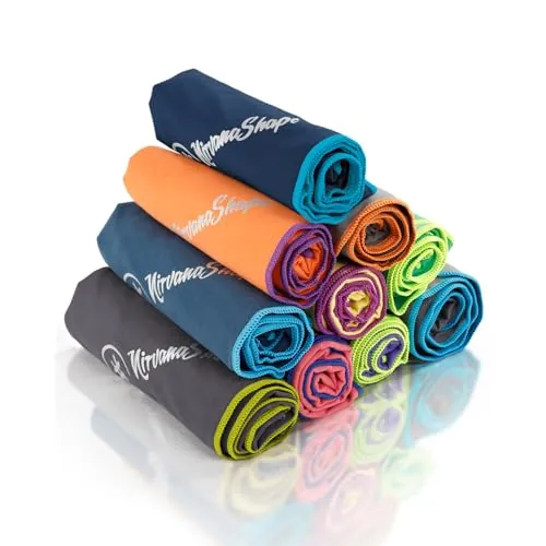 NirvanaShape Toalla de Microfibra | 14 Colores | 8 Dimensiones | Toalla de Viaje Ligera, Absorbente y de Secado Rápido | Toalla de Baño para Viajes | Ideal para Playa, Camping, Yoga y Sauna