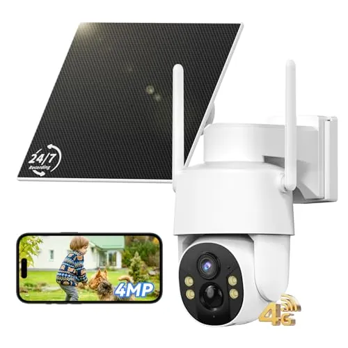 Tical 24/7 Grabación AOV Cámara Vigilancia 4g Exterior Solar con SIM, 2.5K