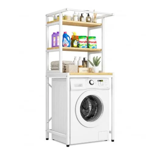 MAGIC SELECT Estantería Superior Lavadora, 3 Baldas y Barra Superior. | Estante Organizador de Baño Ahorra Espacio, Mueble de Almacenamiento para Cuarto de Baño