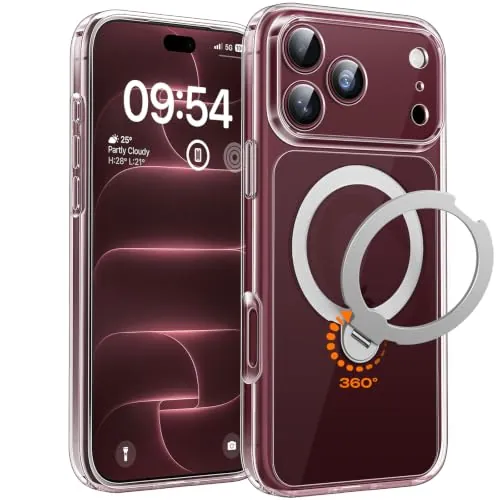 TOCOL Funda para iPhone 18 Pro MAX con Soporte Girable 360° Transparente