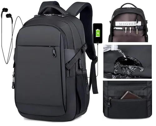 ALTOS OFFICE AND HOME Mochila para Portátil de 15,6 Pulgadas con Conexión USB, Impermeable, Protección contra Robo, para Viajes de Negocios, Estudio y Senderismo, Color Negro