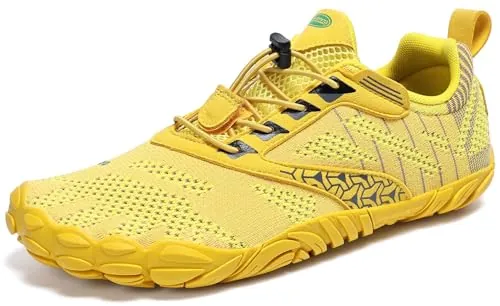 SAGUARO Hombre Mujer Minimalistas Zapatillas de Trail Running Ligeras y Respirable Zapatos Descalzos Gym Playa Calzado de Deportes Acuaticos para Correr Senderismo, Amarillo, 44 EU