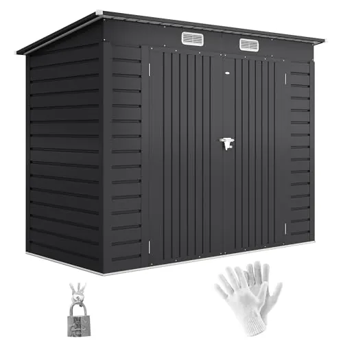 Outsunny Caseta de Jardín Exterior 2,7m² 249x121x183 cm Cobertizo de Jardín Exterior con Doble Puerta 2 Ventilaciones y Pestillo Cobertizo para Terraza Patio Fácil Montar Gris