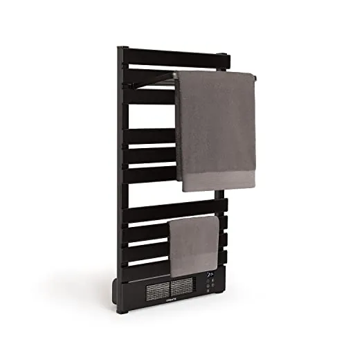 CREATE/WARMTOWEL PRO + ESTANTE/Toallero eléctrico con calefactor y WiFi con estante 3 barras y gancho negro / 101x13x55cm /1500W, 2 potencias, estancias hasta 12m², tecnología PTC