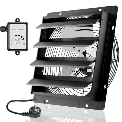 HG Power 400 mm Ventilador Extractor con Regulador, Motor EC de 2857 m³/h | Aluminio, Enchufe UE, para sótano Garaje Cocina