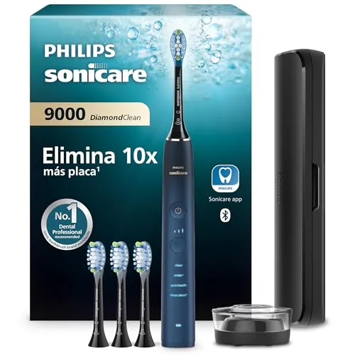 Philips Sonicare DiamondClean 9000, cepillo dental eléctrico, edición especial, cepillo dental sónico con aplicación, sensor de presión, soporte de carga, color aguamarina, modelo HX9911/89