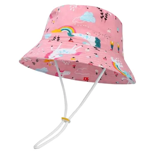 MASOCIO Sombrero Niña de Sol Verano Gorro Gorrito Bebe Bebé Ajustable Exteriores Playa Edad 2 3 4 5 6 Años Rosa