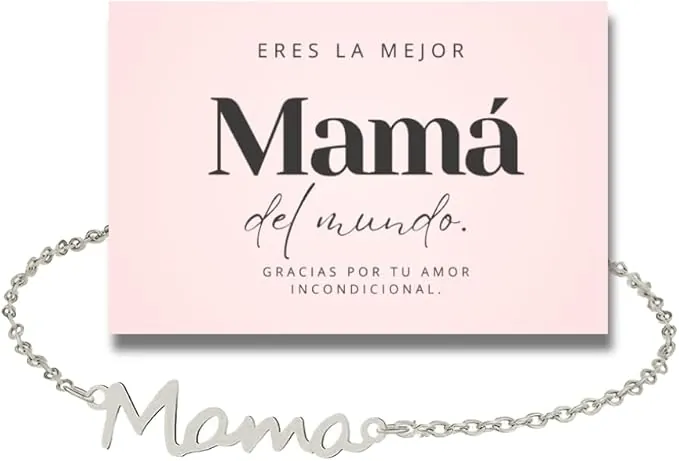 Pulsera plata color regalo para mamá, regalos originales para madre, cumpleaños para mujer