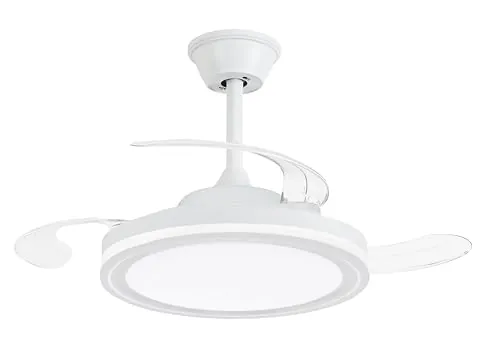 NARVI Ventilador de Techo Silencioso | Control Remoto | 3 Palas Transparentes | Iluminación LED Ajustable 45W | Motor DC Eficiente | Función Invierno/Verano | Blanco
