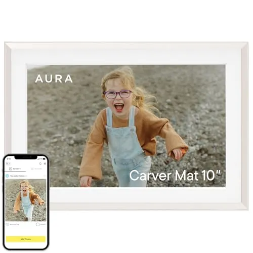 Aura Carver - Marco de fotos digital WiFi de 10.1 pulgadas, el mejor marco digital para regalo, envía fotos desde tu teléfono, configuración rápida y fácil en la aplicación Aura, almacenamiento