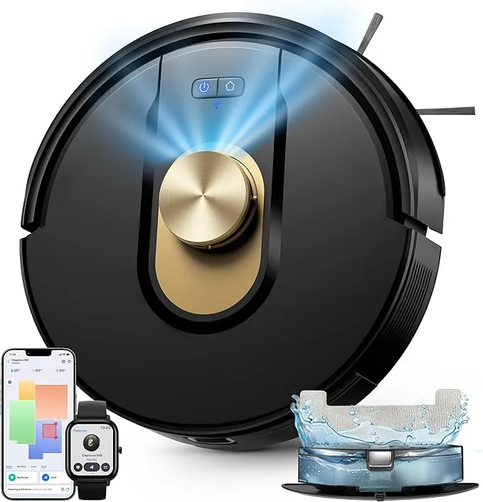 Vexilar W9 Robot Aspirador y Fregasuelos 8000Pa, Robot Aspirador con Navegación Láser, 5 Mapa Inteligente, Larga Autonomía, Adecuado para Suelo, Alfombras de Pelo Corto, Pelo de Mascotas