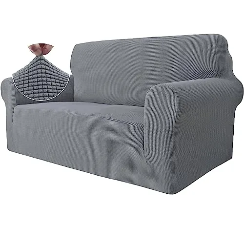 Ystyle Funda Sofa 2 Plazas, Ajustables Fundas Sofa Elasticas, Protector Sofa Gatos Arañazo y Perros Mascotas, Funda de Sofá con Reposabrazos Antideslizante Antimanchas Lavable, Gris Claro
