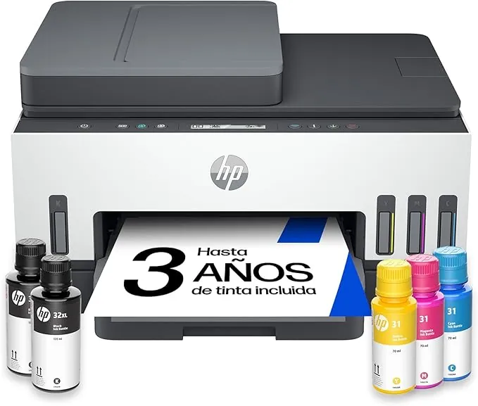 HP Smart Tank 7307, Impresora multifunción a Color, Inyección de Tinta, Wi-Fi, AAD 35 Hojas, impresión automática a Doble Cara, Escaneo y Copia, Tinta incluida hasta 3 años