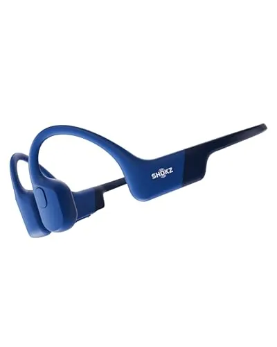 SHOKZ OpenRun Auriculares Conducción Ósea, Deportivos Inalámbricos Bluetooth con Micrófono Cancelación de Ruido, Open-Ear de Oído Abierto, Resistentes al Agua IP67 para Correr, USB-C, Azul
