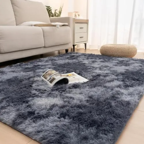 Vamcheer Alfombra de Pelo Largo 160 × 230 cm, Lavable y Antideslizante | Alfombra Shaggy con Esponja Gruesa de 8 mm, Súper Suave, para Salón, Dormitorio, Habitación, Decoración Interior, Gris Oscuro