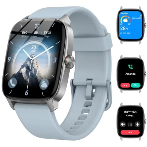 Reloj Inteligente Mujer Hombre con Llamadas Bluetooth y Voz AI, 1.85'' Smartwatch con Whatsapp Notificación, Pulsómetro/SpO2/Sueño/Podómetro, 110+ Modos Deportivos, Impermeable IP68 para iOS/Android